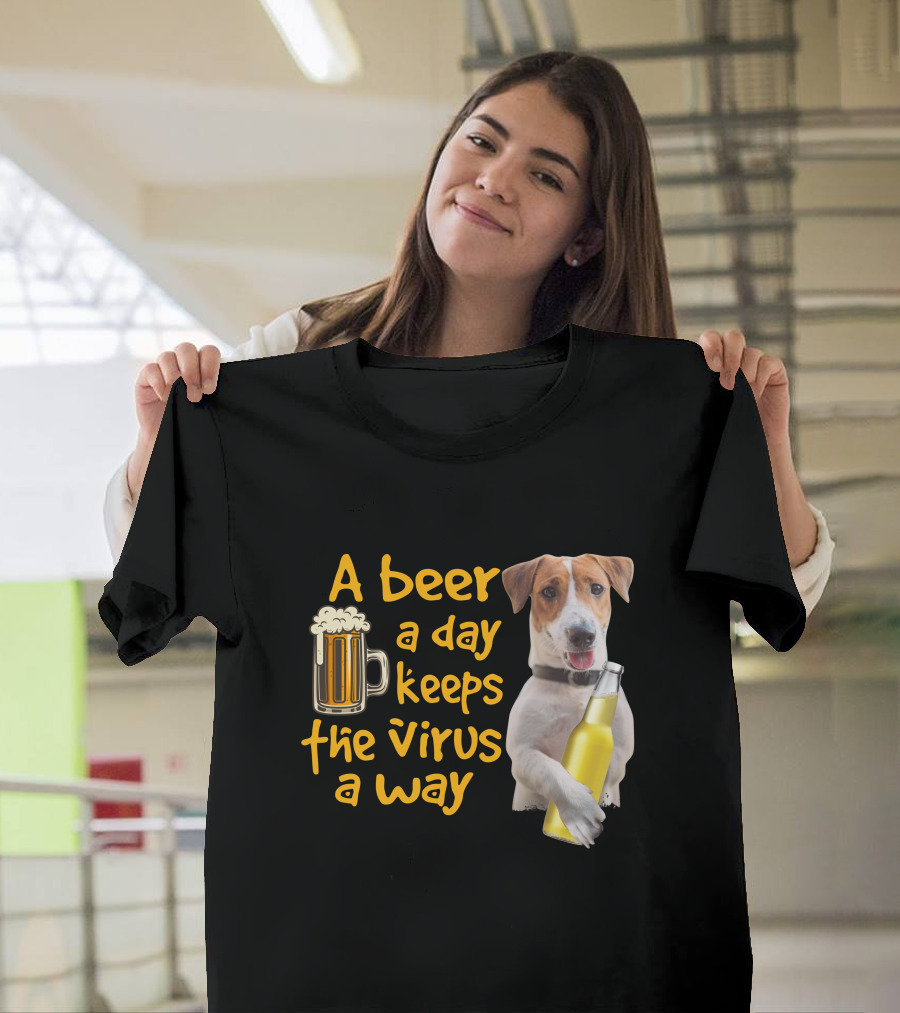 A Beer a Day Keeps the Virus Away Funny Beagle and Beer T-Shirt