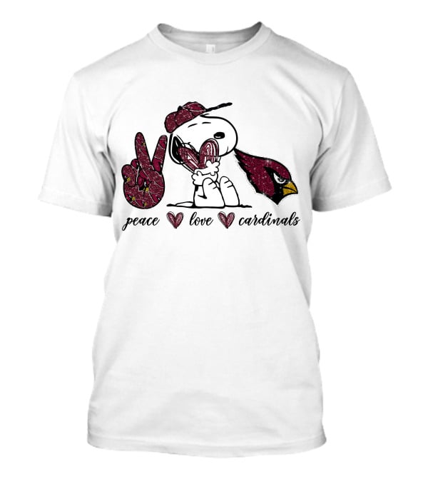 Peace Love Cardinals Snoopy Arizona Football T-Shirt