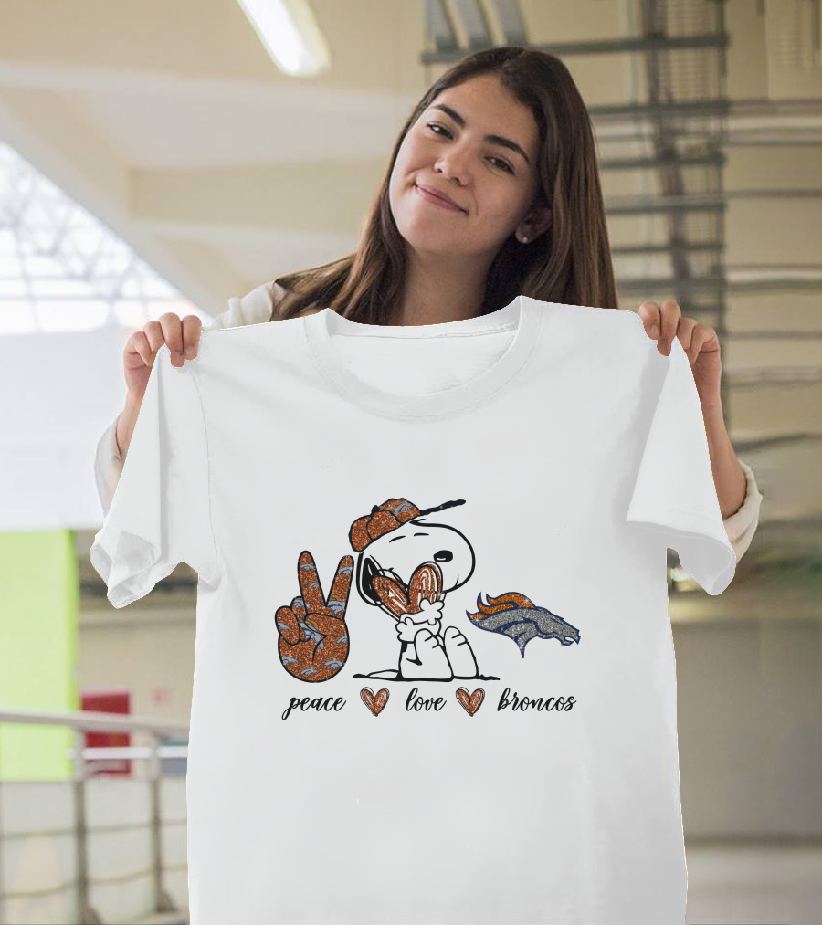 Peace Love Broncos Snoopy NFL Team Spirit T-Shirt