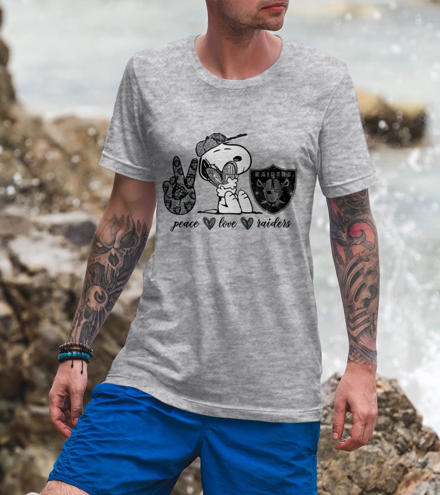 Peace Love Raiders Snoopy NFL Team T-Shirt