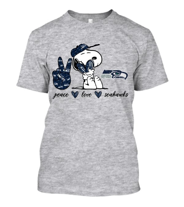 Peace Love Seattle Seahawks Snoopy Football Fan T-Shirt