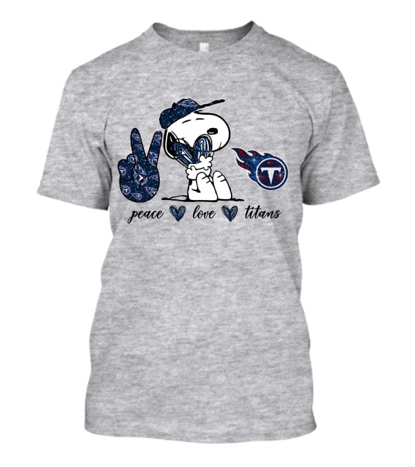 Peace Love Tennessee Titans Snoopy Football T-Shirt