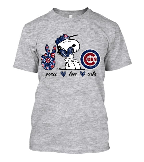 Peace Love Cubs Snoopy Chicago Cubs Fan T-Shirt