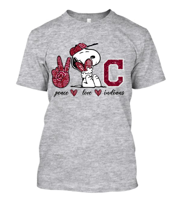 Peace Love Indians Snoopy C Letter T-Shirt