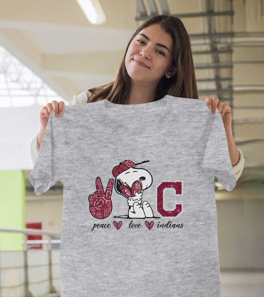 Peace Love Indians Snoopy C Letter T-Shirt