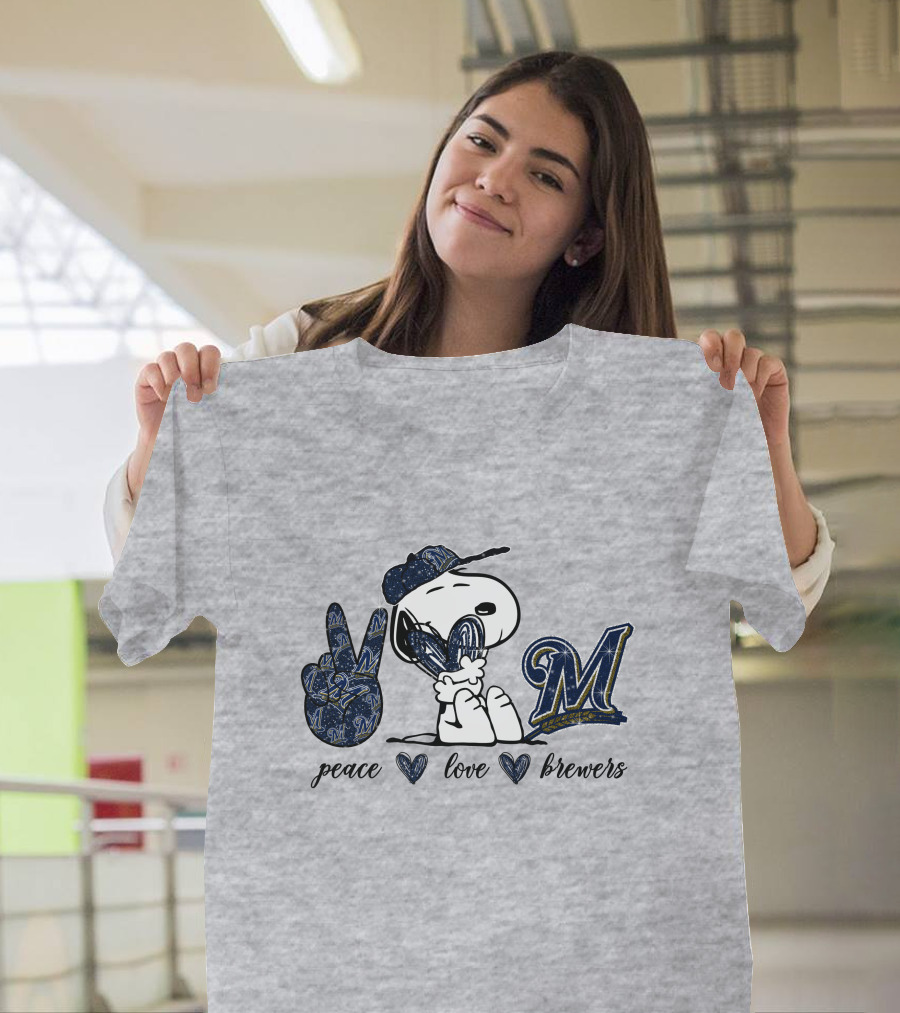 Peace Heart Love Milwaukee Brewers T-Shirt