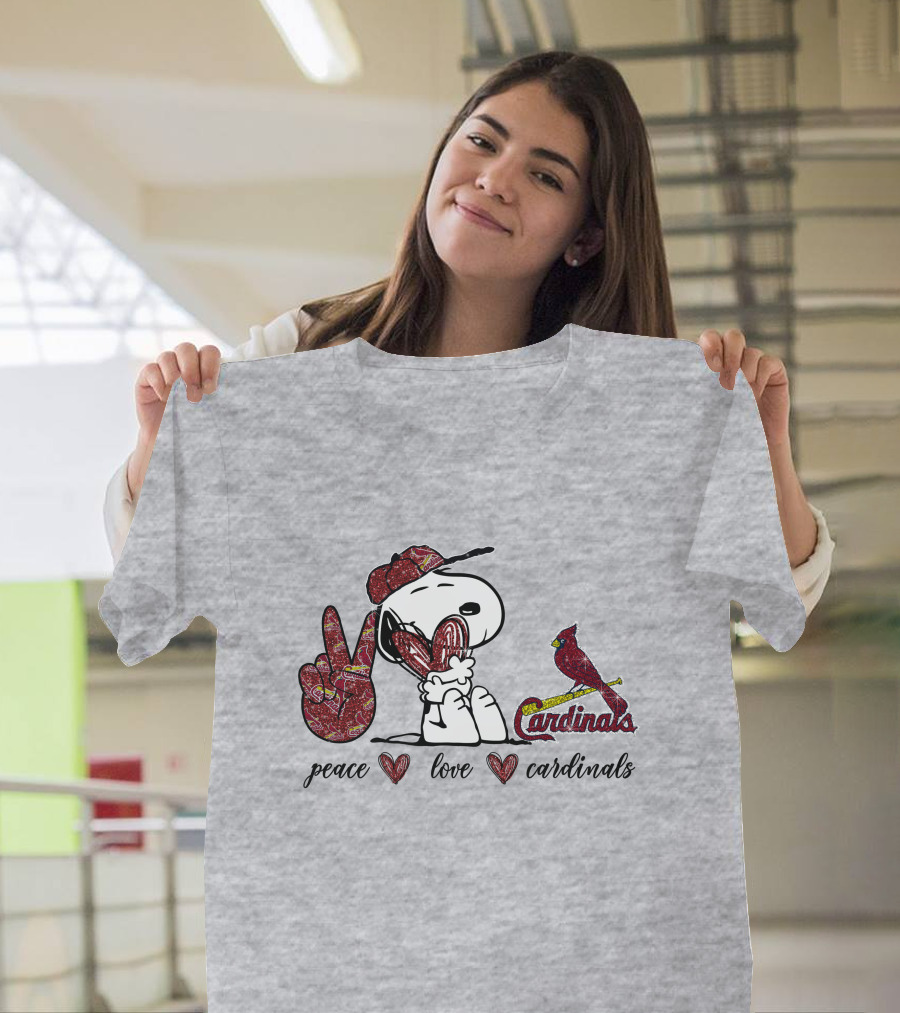 Peace Love Cardinals Snoopy St Louis Baseball T-Shirt