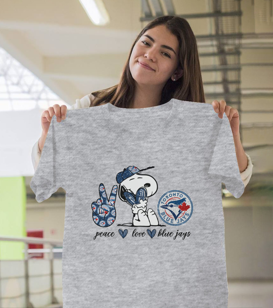 Peace Love Blue Jays Toronto Baseball Snoopy T-Shirt