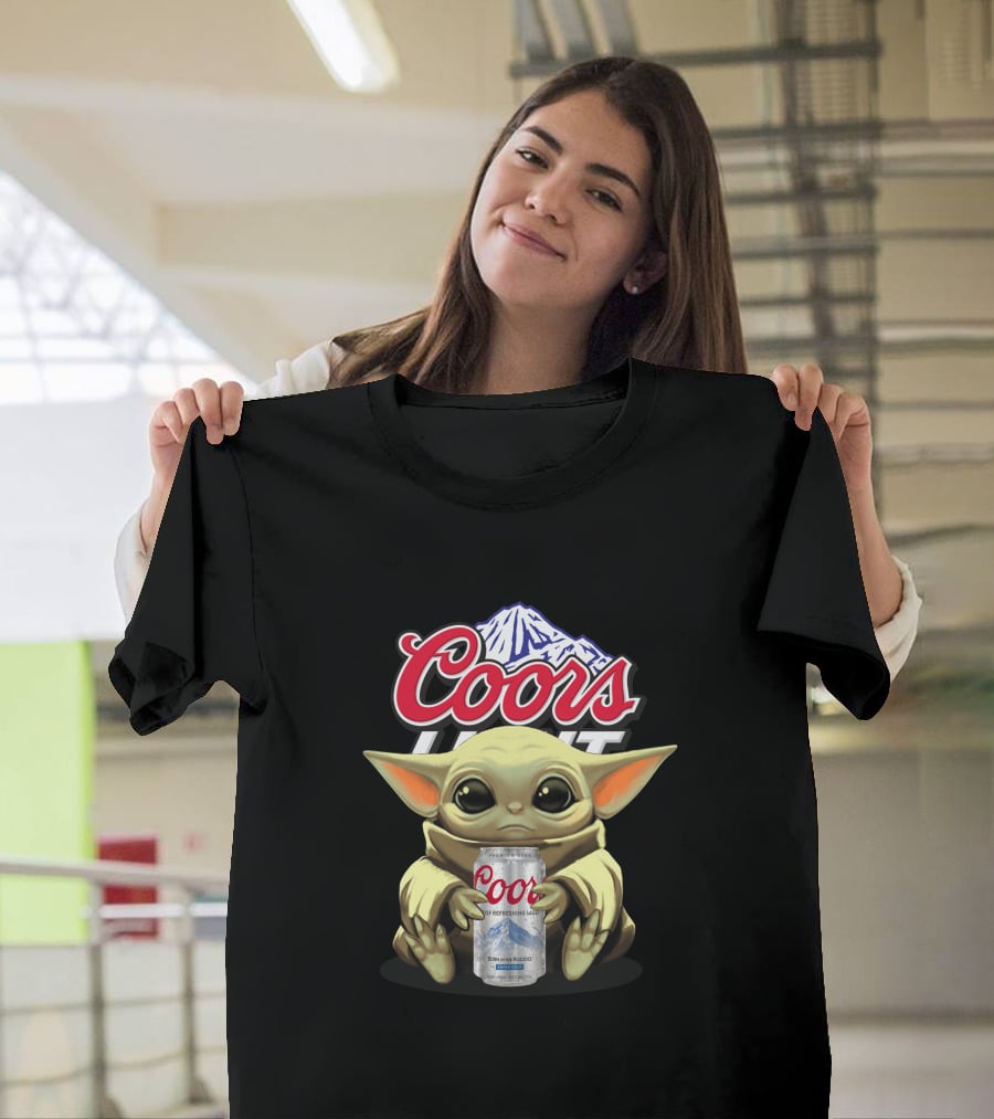 Coors Light Baby Yoda Character Holding Beer Can T-Shirt