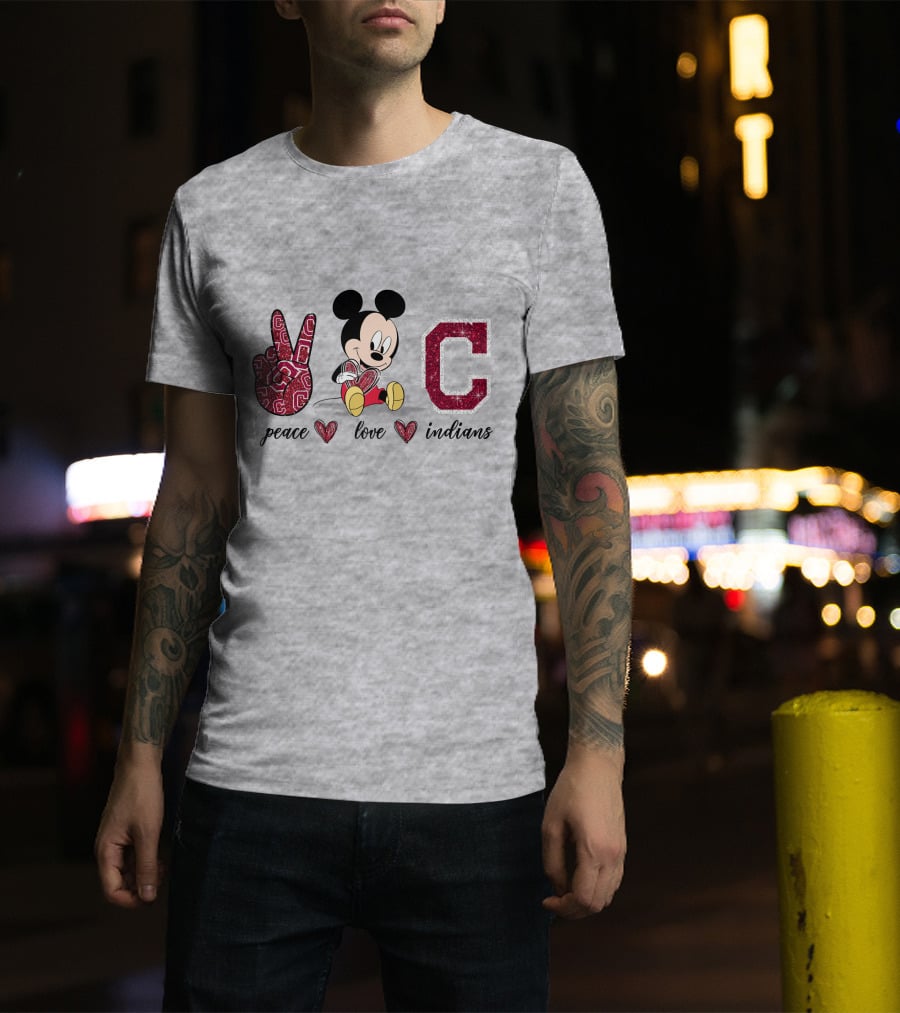 Peace Love Indians Mickey Mouse Cleveland T-Shirt