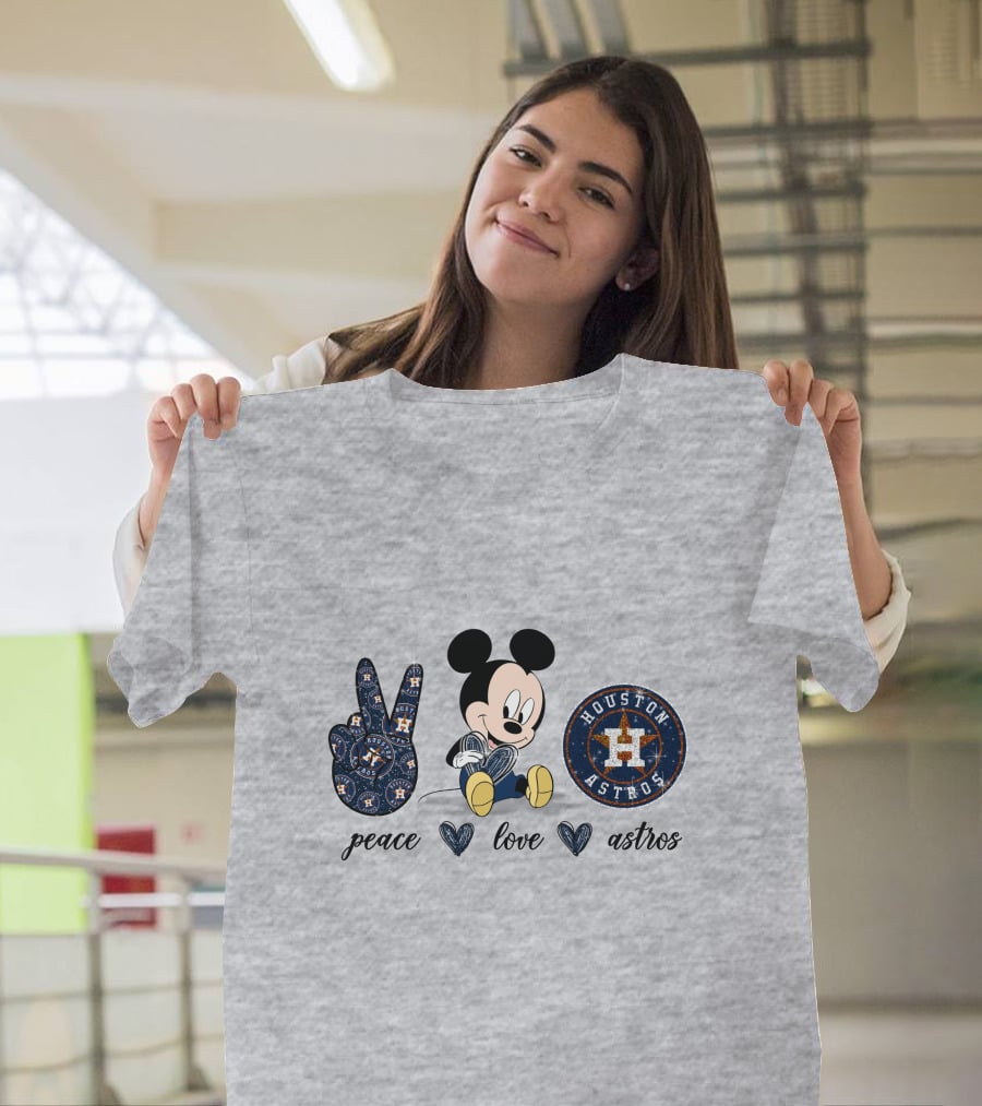 Peace Love Houston Astros Mickey Mouse T-Shirt