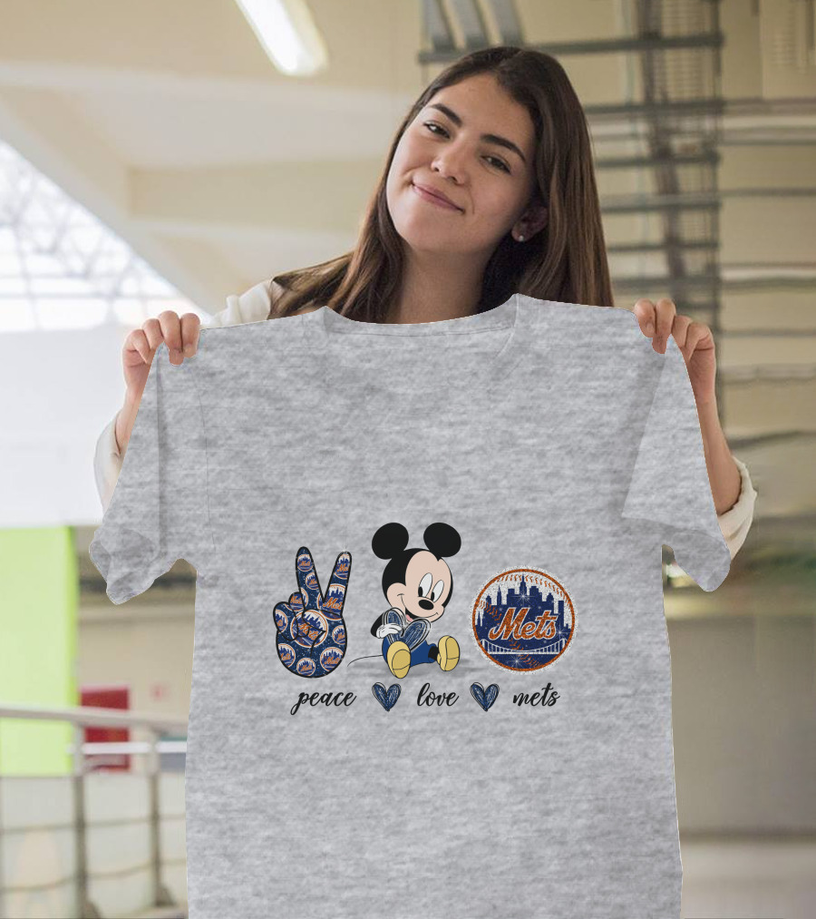 Peace Love Mickey Mouse New York Mets T-Shirt