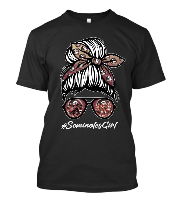 SeminolesGirl Florida State Fans Pattern Hair Bow Sunglasses T-Shirt