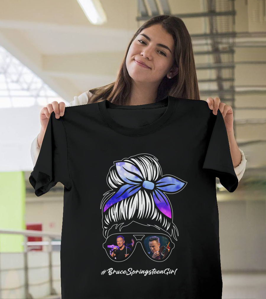 BruceSpringsteenGirl Enthusiast Style Sunglasses and Bow T-Shirt