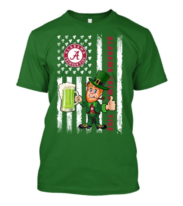 Alabama Crimson Tide St Patrick's Day Leprechaun Flag And Beer Mug T-Shirt
