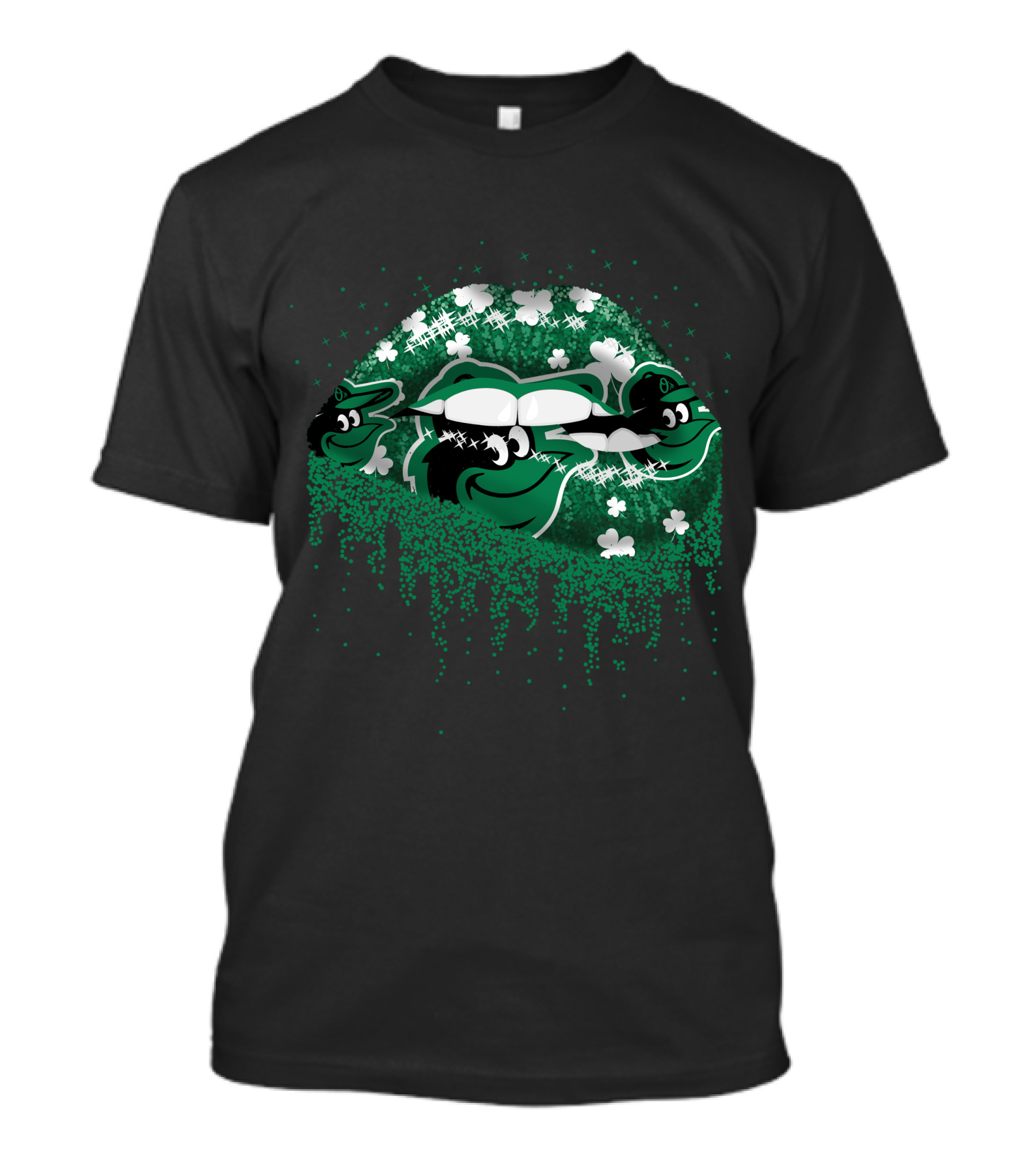 Baltimore Orioles St. Patrick’s Day Green Lips And Shamrocks T-Shirt