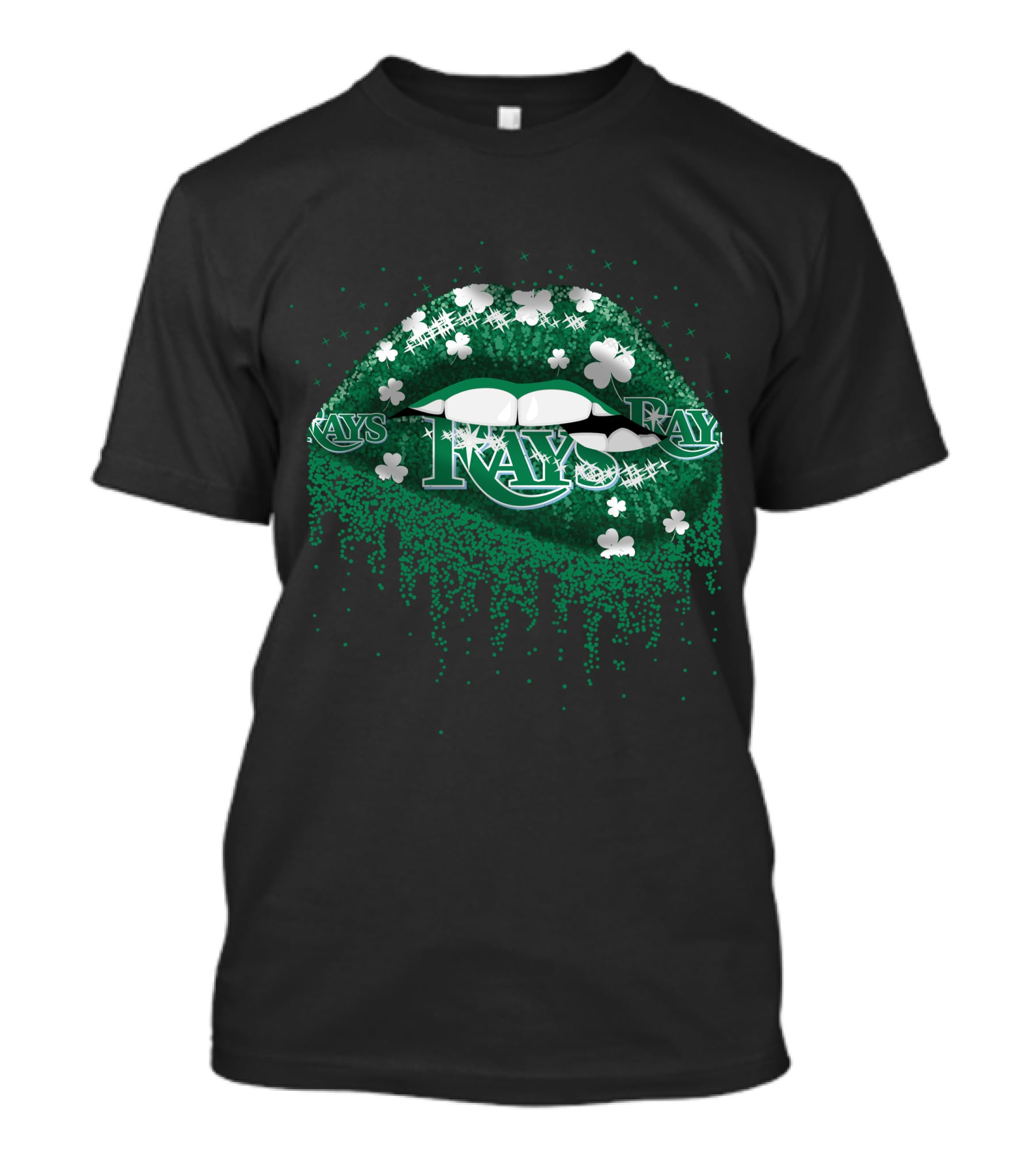 Tampa Bay Rays St. Patrick's Day Green Lips Shamrock Sparkle T-Shirt