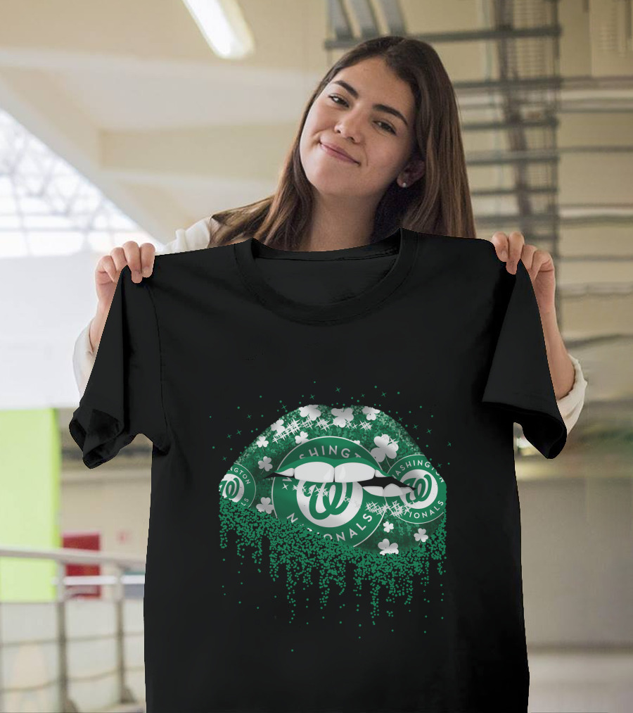 Washington Nationals Shamrock Lips Dripping Green Irish T-Shirt