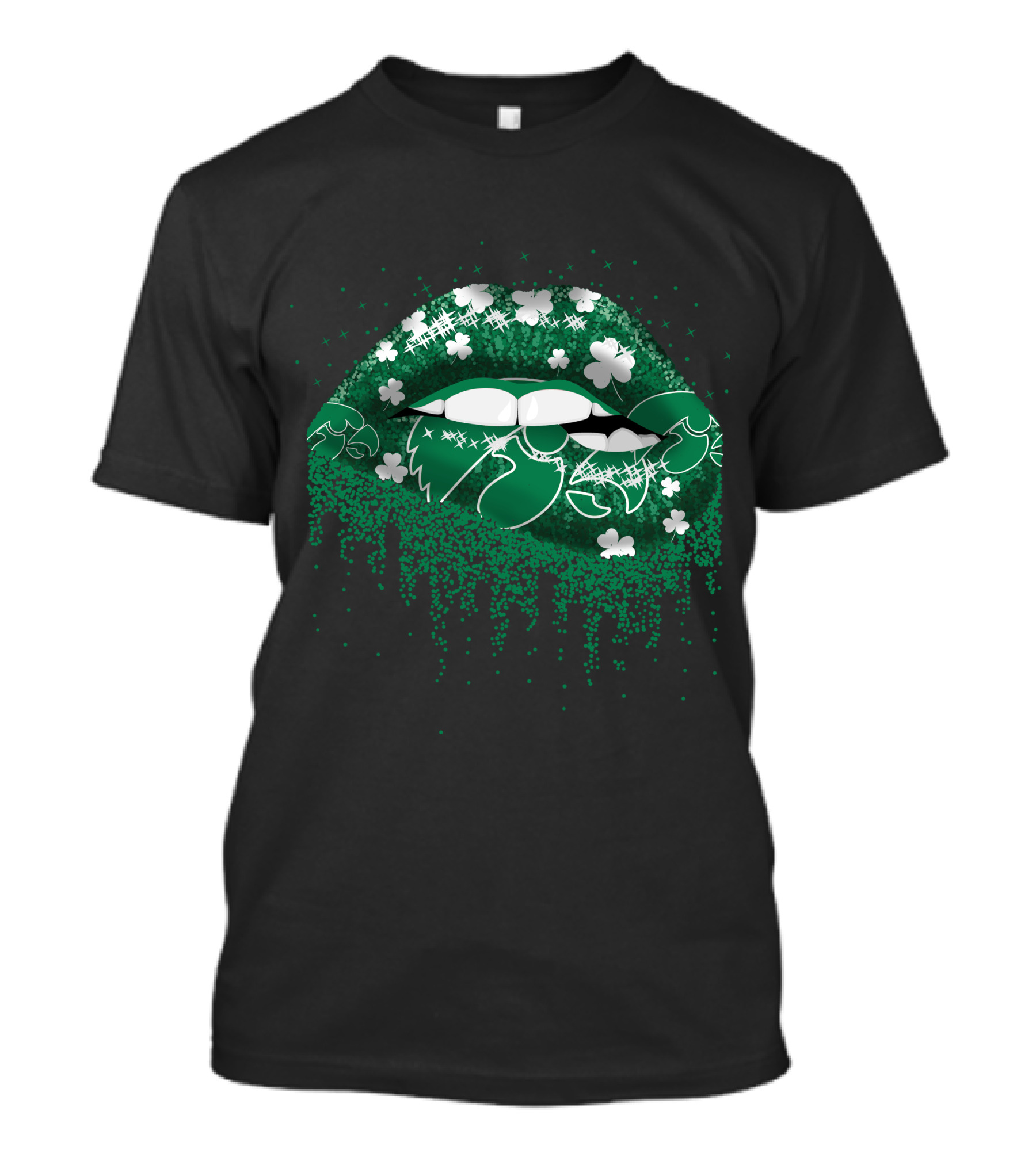 Iowa Hawkeyes St. Patrick's Day Green Lips With Shamrocks T-Shirt