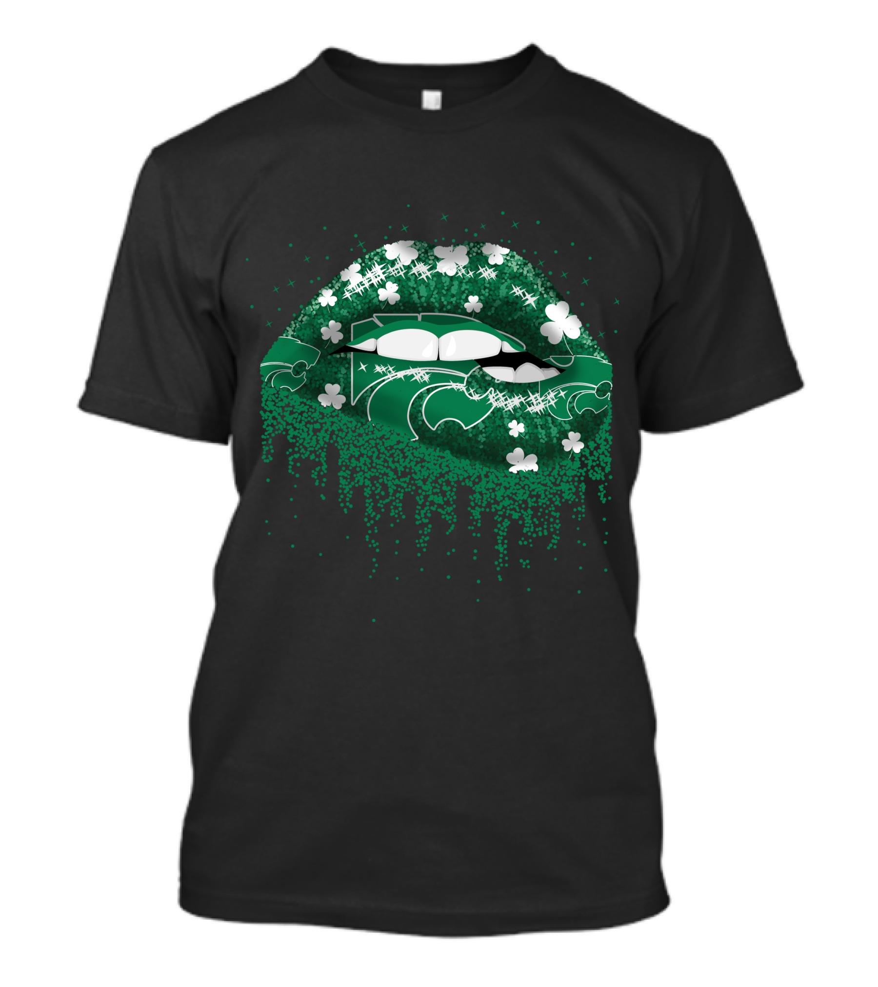 Kansas State Wildcats Green Shamrock Lips T-Shirt