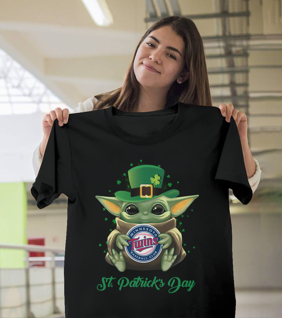 St. Patrick's Day Minnesota Twins Baby Yoda Baseball Club T-Shirt