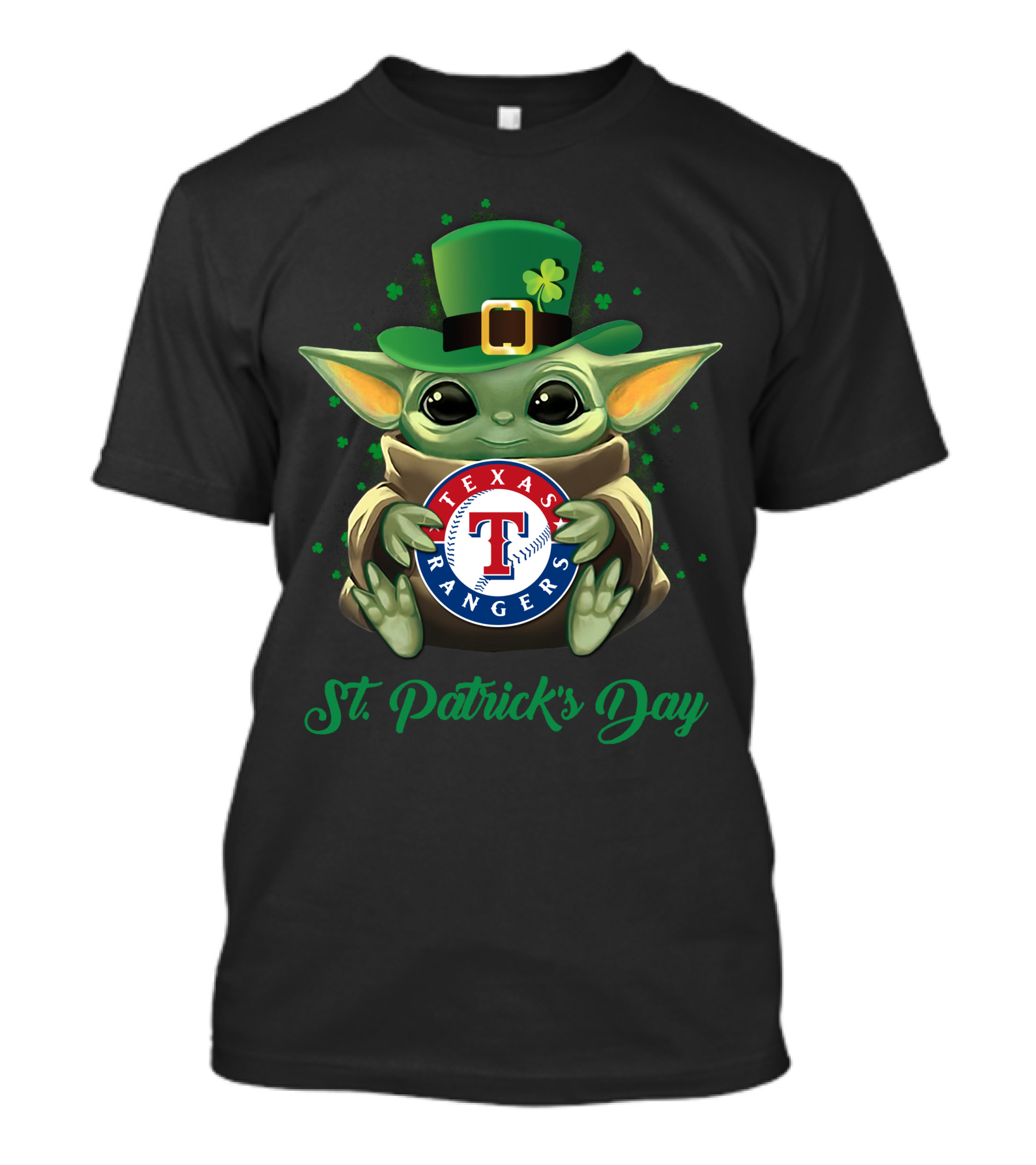 St. Patrick's Day Texas Rangers Baby Yoda T-Shirt
