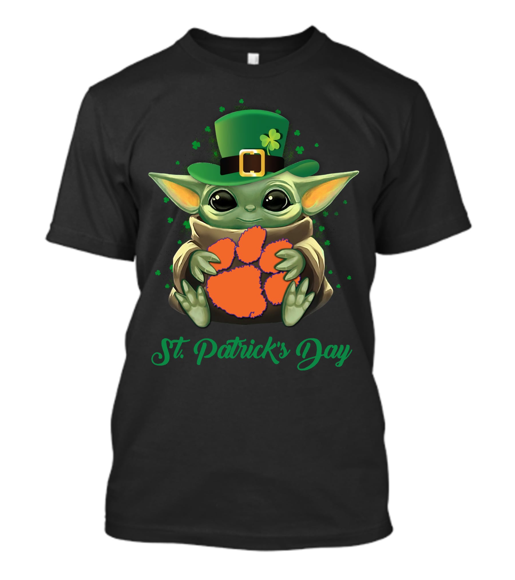 Clemson Tigers Baby Yoda St. Patrick's Day T-Shirt
