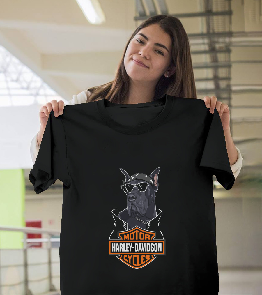 Harley Davidson Great Dane Motorcycle Cycles T-Shirt