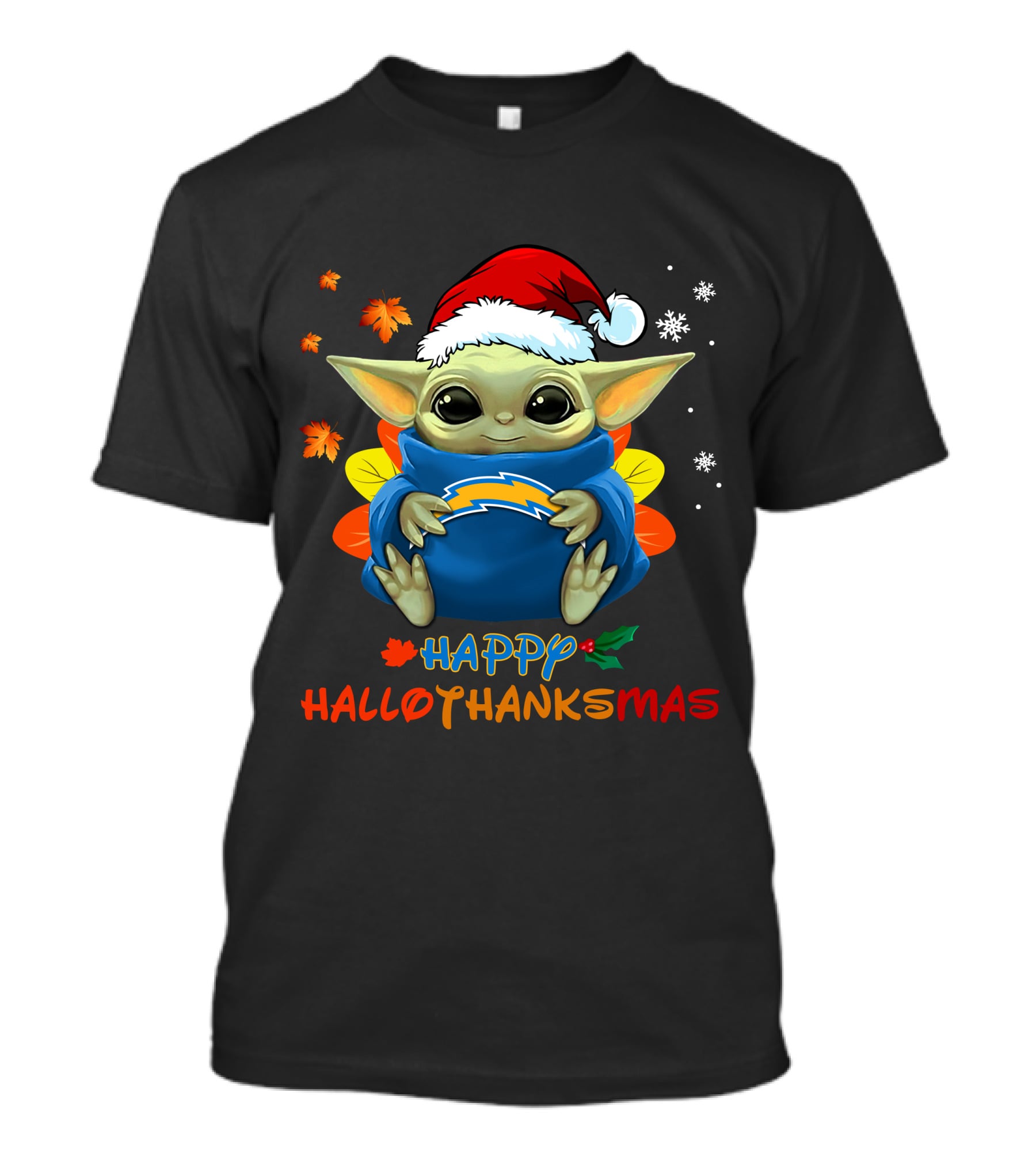 Happy Hallothanksmas Los Angeles Chargers Baby Yoda 505 L1PTT T-Shirt