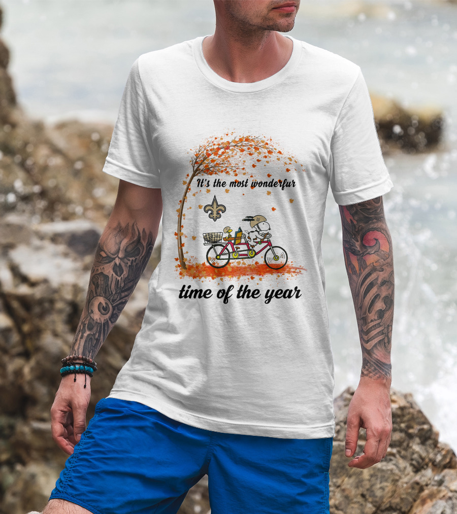 New Orleans Saints It's The Most Wonderful Time Of The Year Autumn Leaves Tandem Cycling T-Shirt
