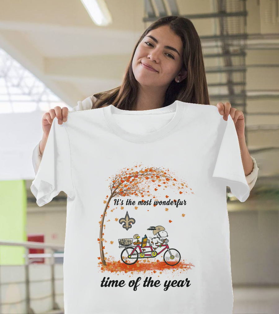 New Orleans Saints It's The Most Wonderful Time Of The Year Autumn Leaves Tandem Cycling T-Shirt