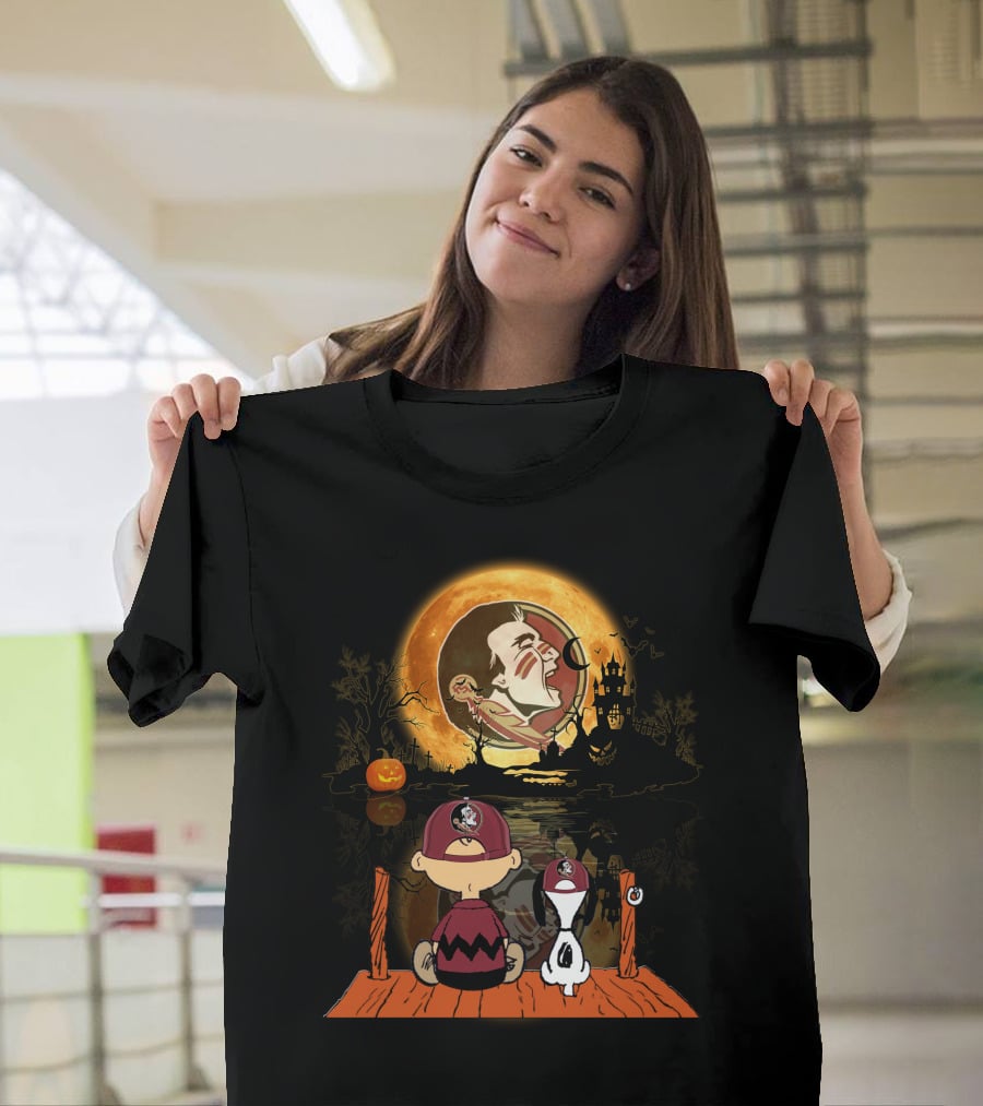 Florida State Seminoles Halloween Moon Peanuts Charlie Brown Woodstock T-Shirt