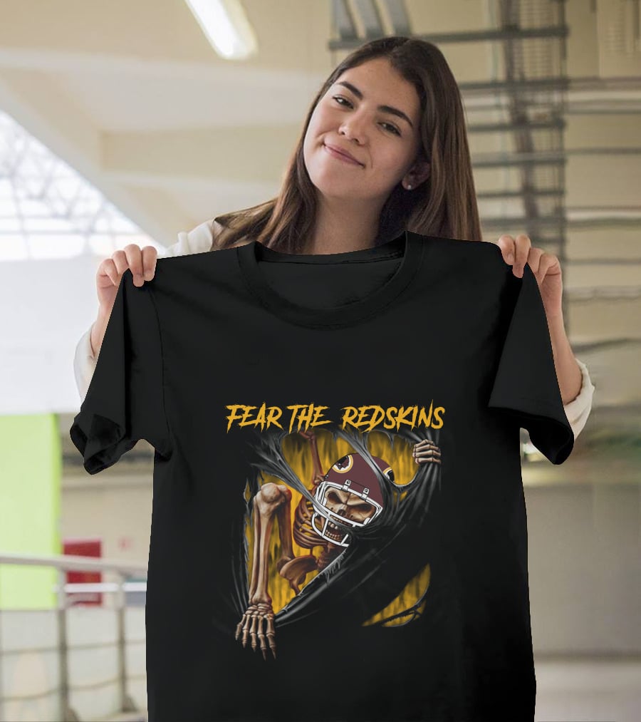 Fear The Redskins Skeleton 515Nfl Washington Redskins T-Shirt