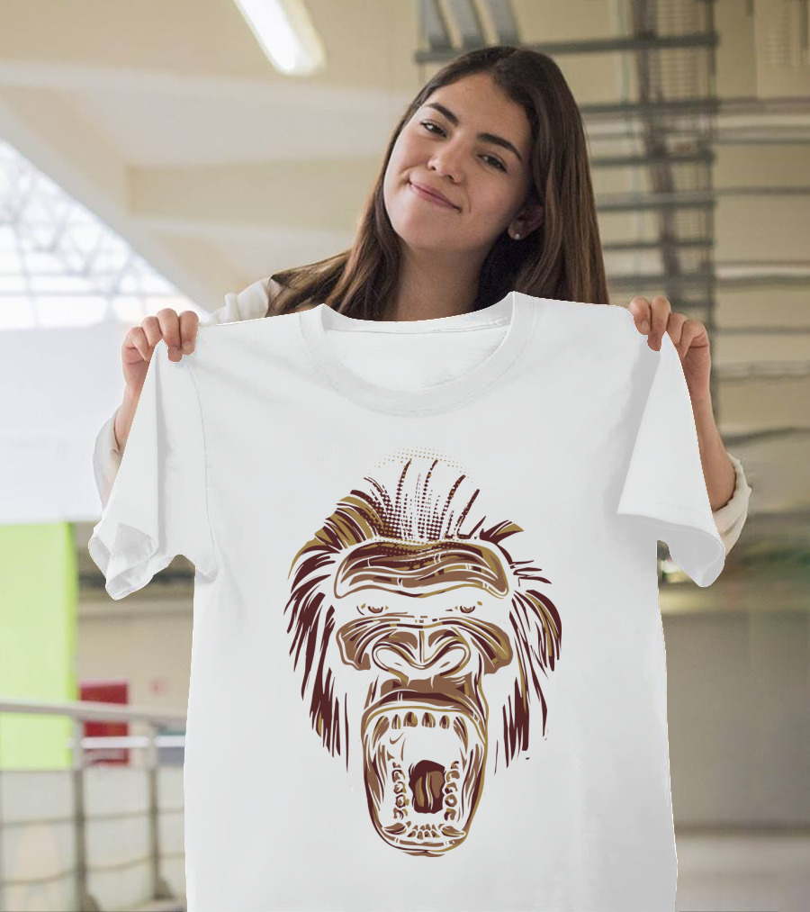Oooppeww Roaring Gorilla Face T-Shirt