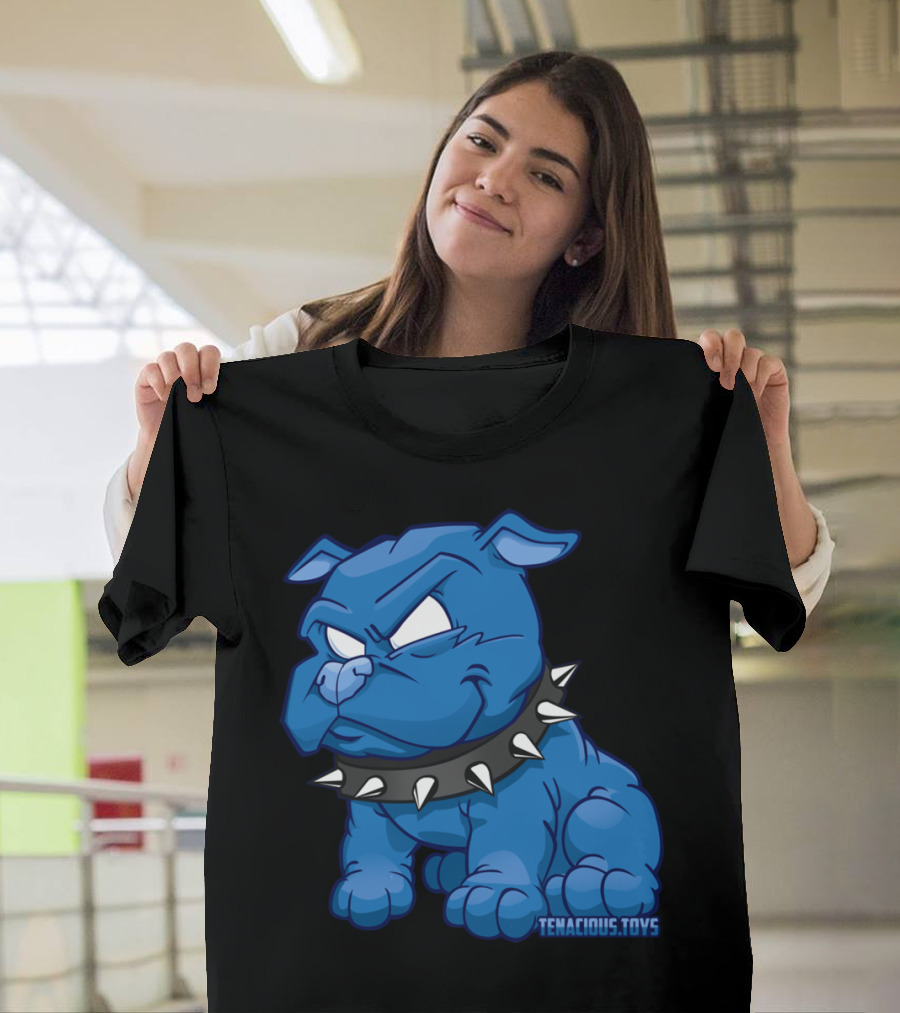 Tenacious Toys Danger Dog Blue Cartoon Bulldog with Spike Collar by Willie Beren T-Shirt