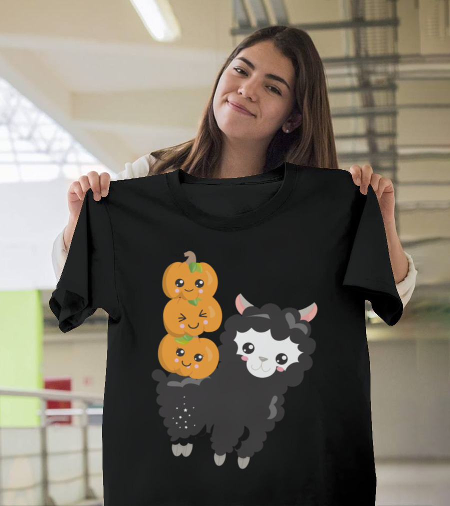 Halloween Black Sheep with Cute Pumpkins Stack T-Shirt