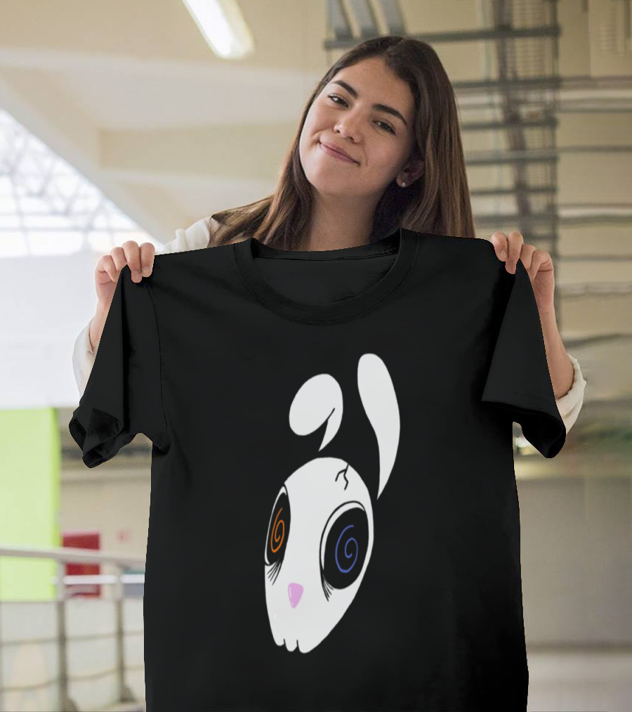 Skull Bunny Spiral Eyes White Head T-Shirt