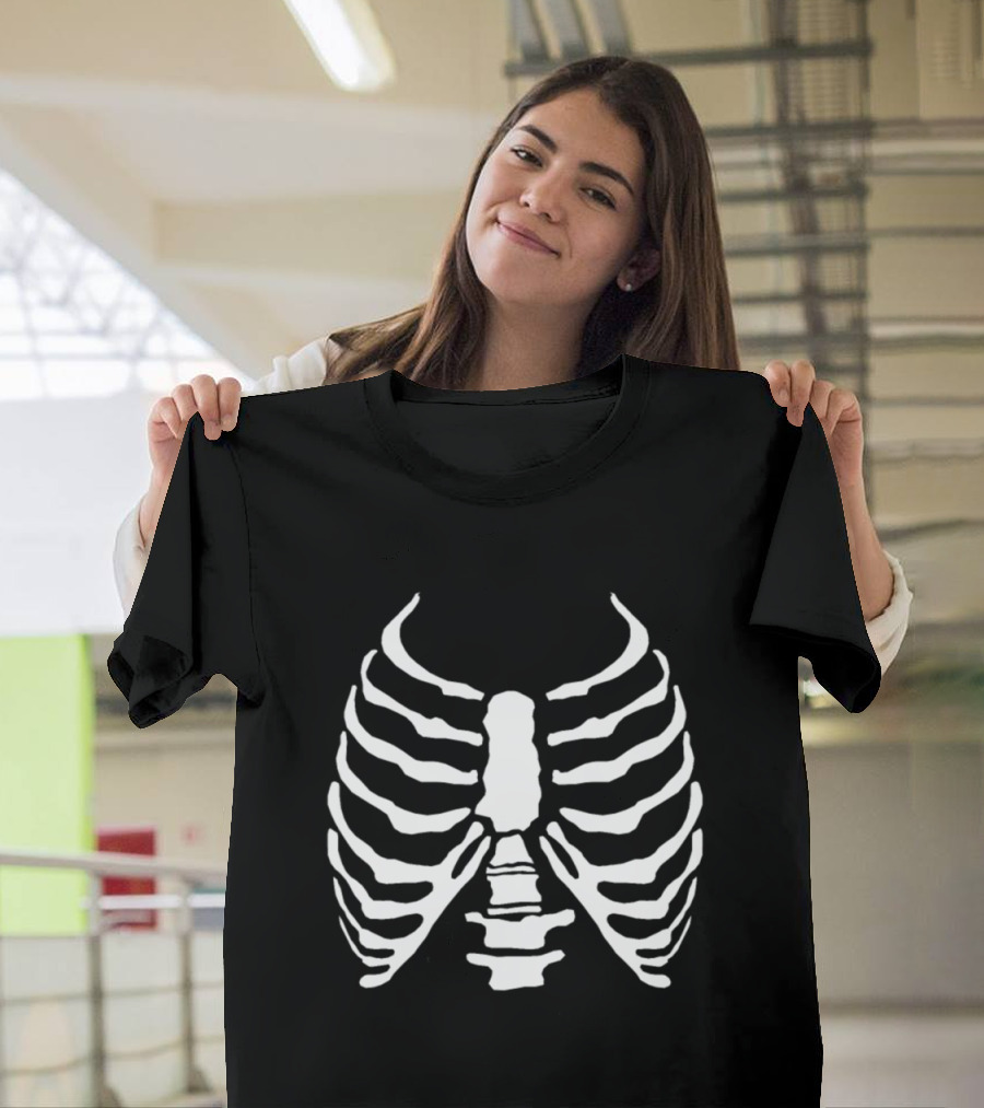Skeleton Ripped Halloween Cut Out T-Shirt