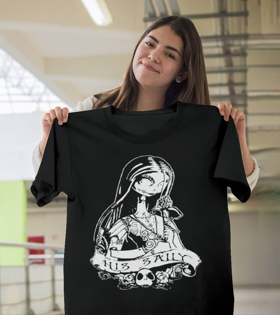 His Sally Skull and Rose Gothic Character T-Shirt