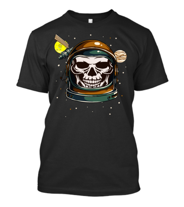 Astronaut Skull In Helmet With Planets And Satellite T-Shirt