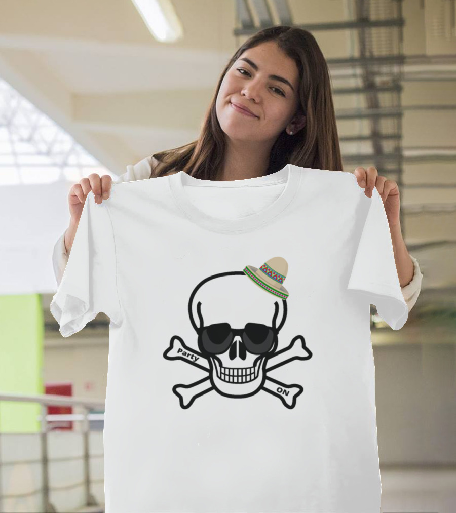 Party On Skull Sombrero T-Shirt
