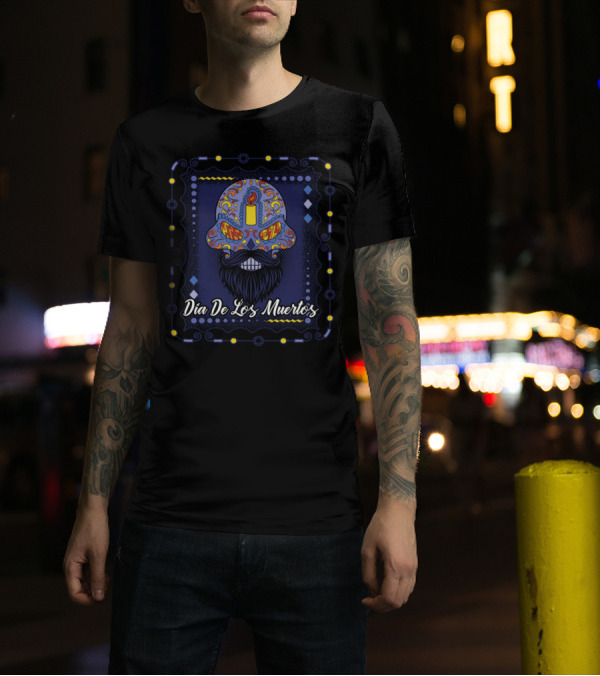 Dia De Los Muertos Sugar Skull Hipster Purple T-Shirt