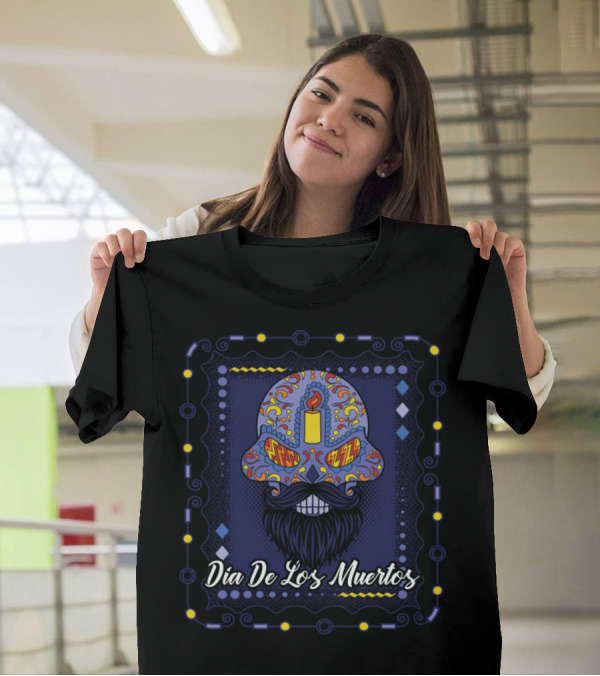 Dia De Los Muertos Sugar Skull Hipster Purple T-Shirt