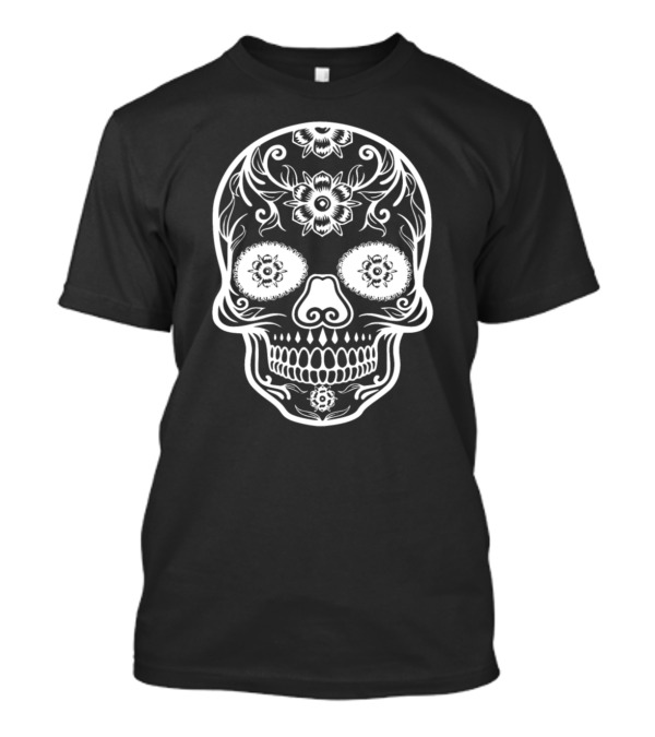 Día De Muertos Skull Halloween Death's Head Floral Sugar Skull T-Shirt