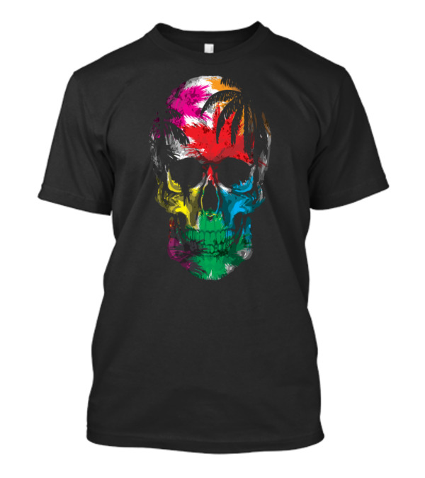 Hawaii Skull Palm Trees Rainbow Skull T-Shirt