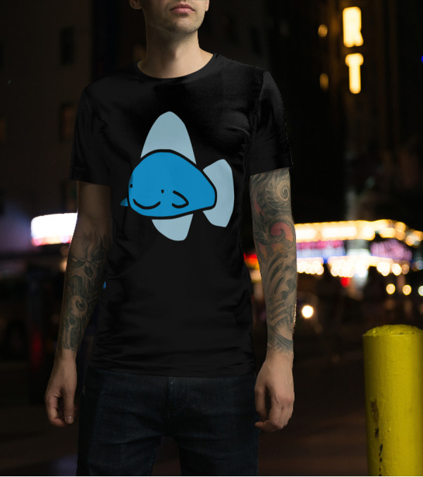Blue Shark Smiling Cartoon Character T-Shirt