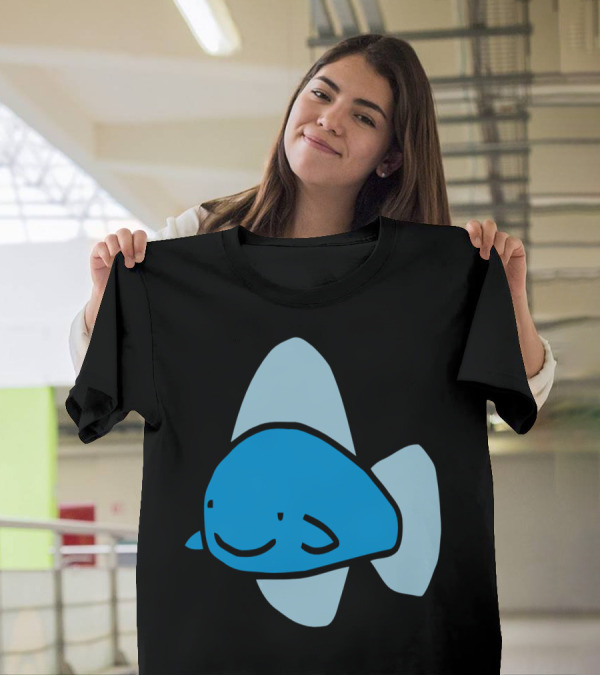 Blue Shark Smiling Cartoon Character T-Shirt