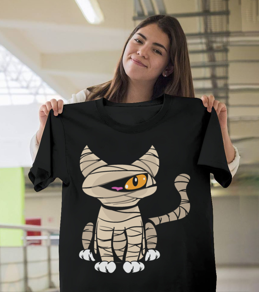 Halloween Cat Mummy Horror Monster Zombie Scary Cute T-Shirt