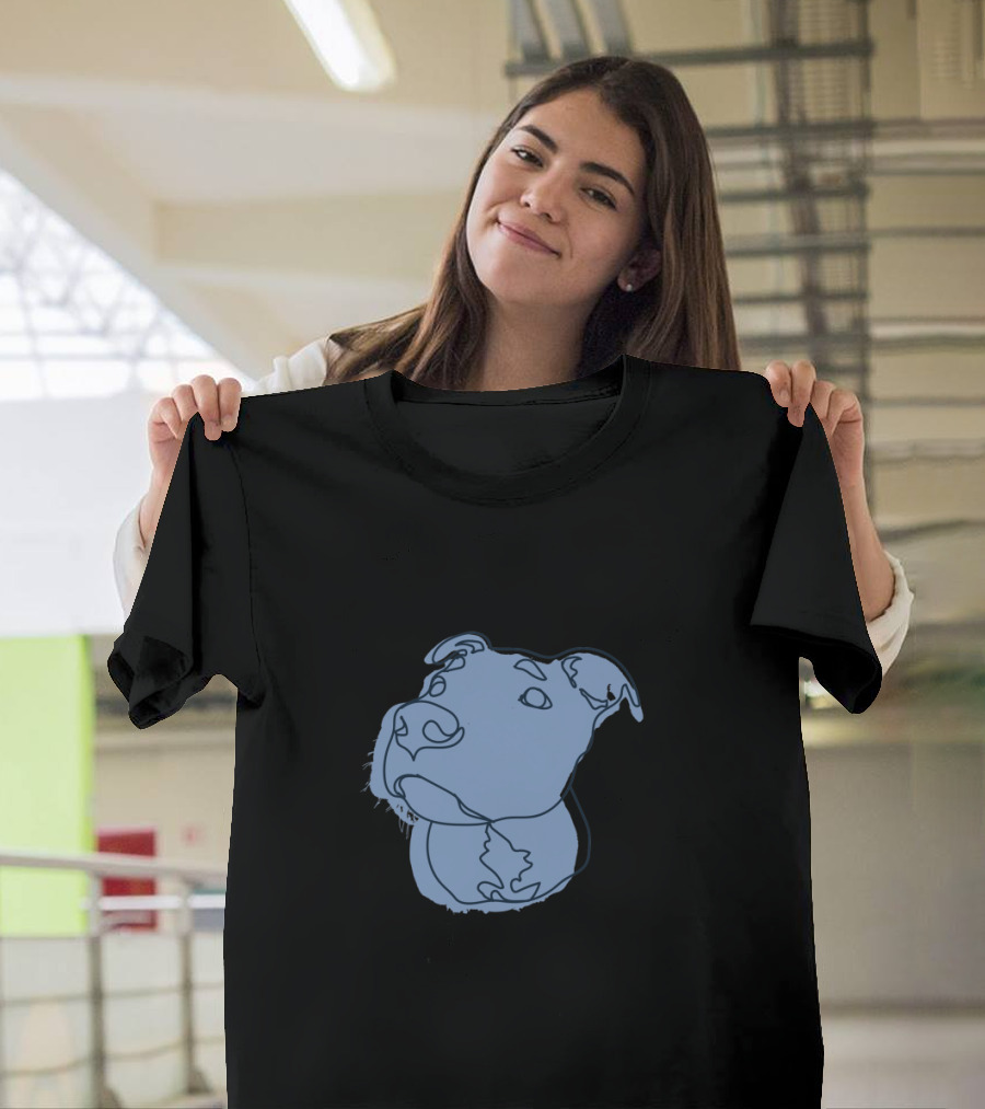 Chance Offset Blue Line Art Dog T-Shirt