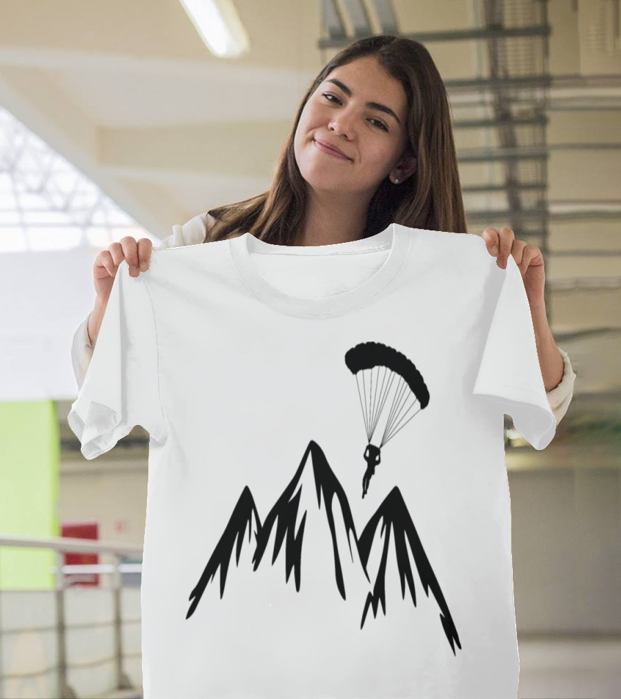 Parachuting Adventure Over Mountain T-Shirt